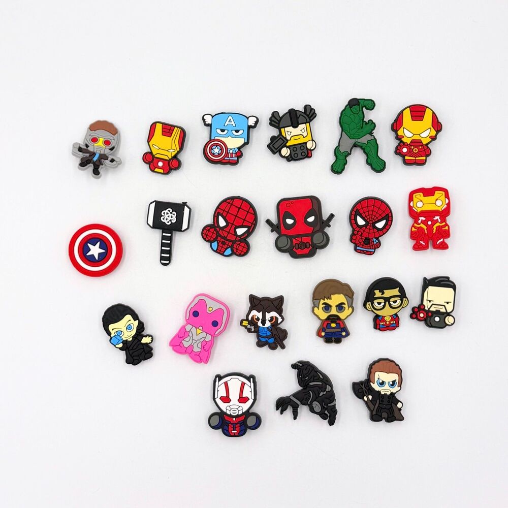 Marvel Superhero Shoe Charms Lot of 21 Unbranded for Crocs Style Clogs